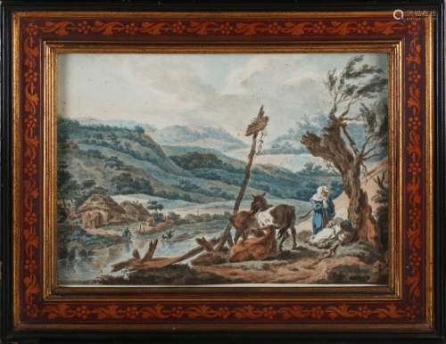 Conrad Wiessner - Continental Landscape with River, Figures ...