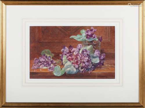 Edith Isabel Barrow - 'Still Life, Violets', 19th century wa...