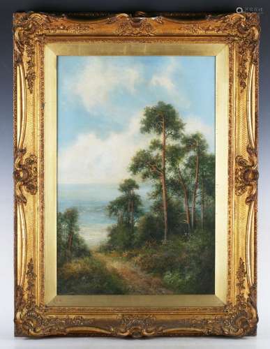 Edward Charles Mulready - Coastal Landscape with Trees, late...