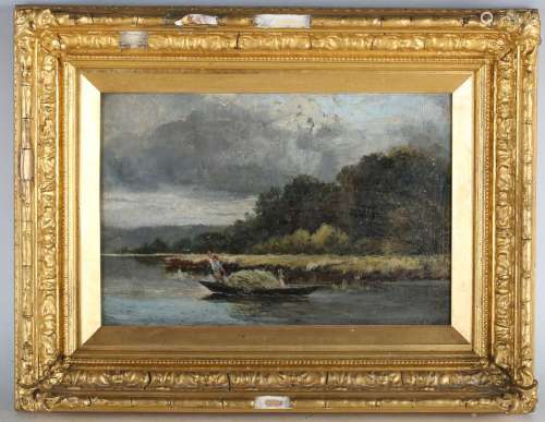 British School - Figures in a Punt on a River, 19th century ...