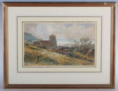 W.H. Barrow - Landscape with Church and Coastal Town, late 1...