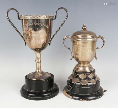 A George V silver two-handled urn shaped trophy cup and cove...