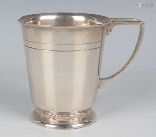 A George VI silver christening tankard of tapering cylindric...