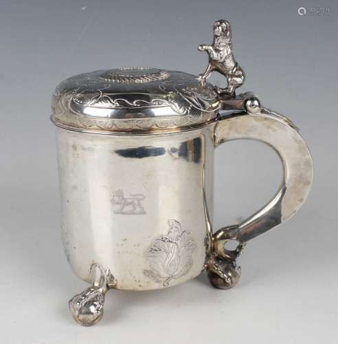 An 18th century silver peg tankard, probably Scandinavian, o...