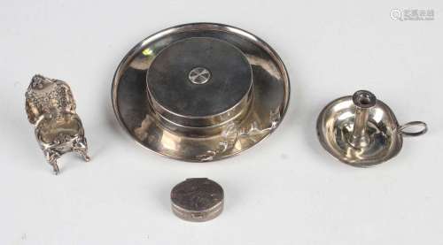 A George V silver novelty lid in the form of a boater with r...