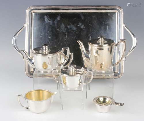 A mid-20th century Spanish silver six-piece tea set, compris...