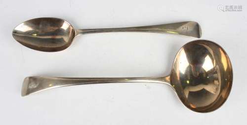 A George V silver Old English pattern soup ladle and a match...