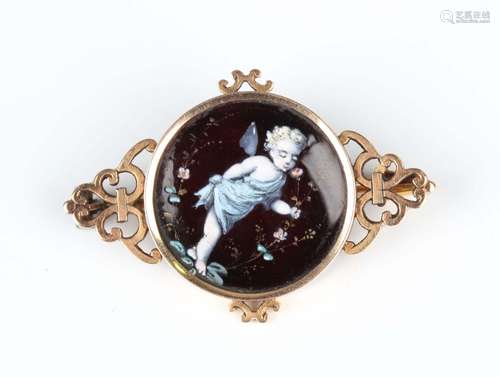 A gold and base metal mounted enamelled brooch, circa 1900, ...