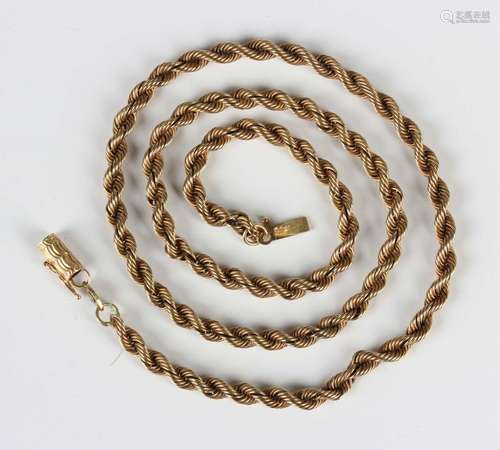 A gold ropetwist link neckchain on a snap clasp, detailed '9...