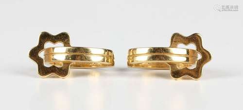 A pair of Montblanc gold earrings, each in a curved and Mont...