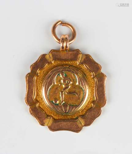 A 9ct gold football pendant fob medallion, detailed 'P.A.D.F...