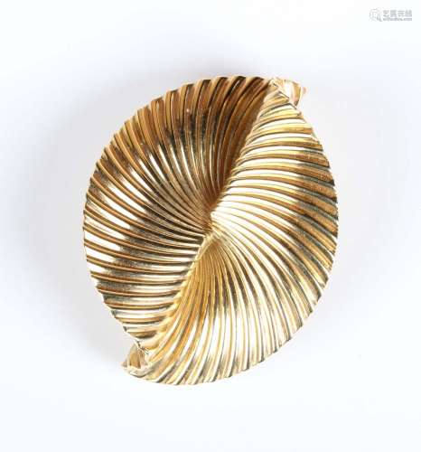A Tiffany & Co gold brooch of shaped oval abstract form ...