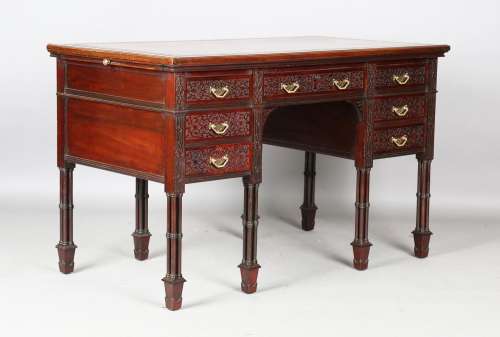 An Edwardian Chinese Chippendale mahogany writing desk by Ed...
