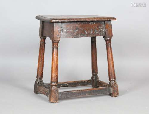 A 17th century and later oak joint stool