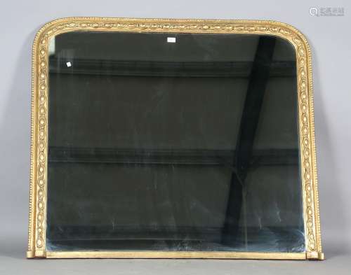 A Victorian gilt painted overmantel mirror with egg and dart...