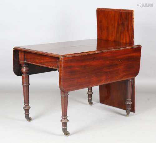 A good George IV mahogany pull-out extending drop-flap dinin...
