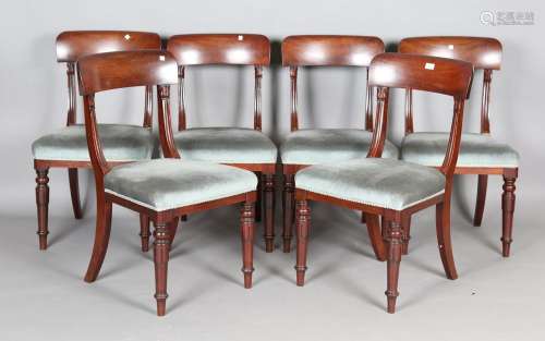 A set of six William IV mahogany bar back dining chairs with...