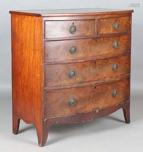 A George IV mahogany bowfront chest of oak-lined drawers