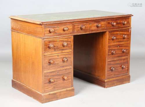 A Victorian mahogany twin pedestal desk