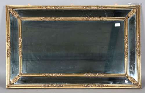 A George V rectangular gilt framed sectional wall mirror