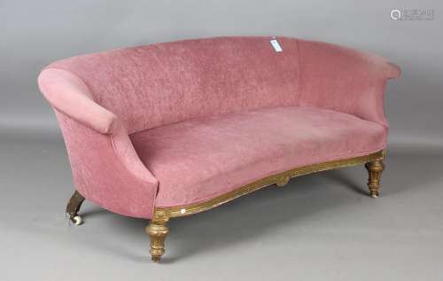 A mid-Victorian giltwood tub back settee