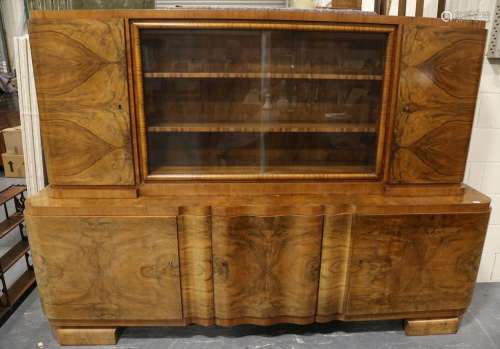 A large Art Deco walnut side cabinet