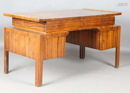 An Art Deco walnut desk