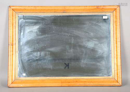 A Victorian maple framed rectangular wall mirror