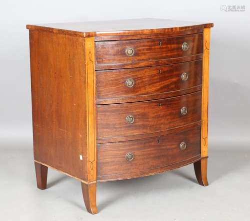 A small 19th century mahogany bowfront chest of four drawers...