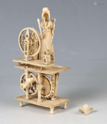 A 19th century bone Napoleonic prisoner-of-war model spinnin...
