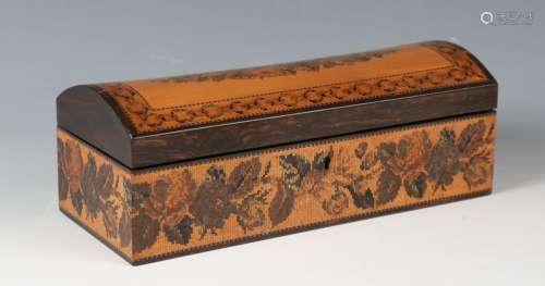 A Victorian Tunbridge ware dome-topped glove box by 'T. Bart...