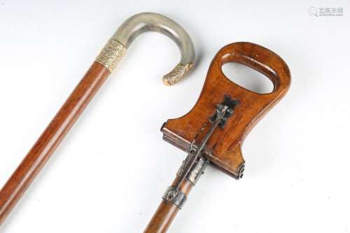A late 19th century rosewood walking stick with horn handle ...