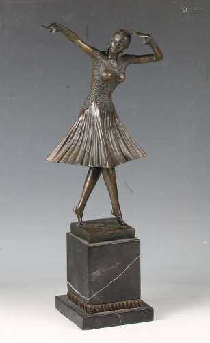 After Chiparus - a modern cast bronze figure of an Art Deco ...