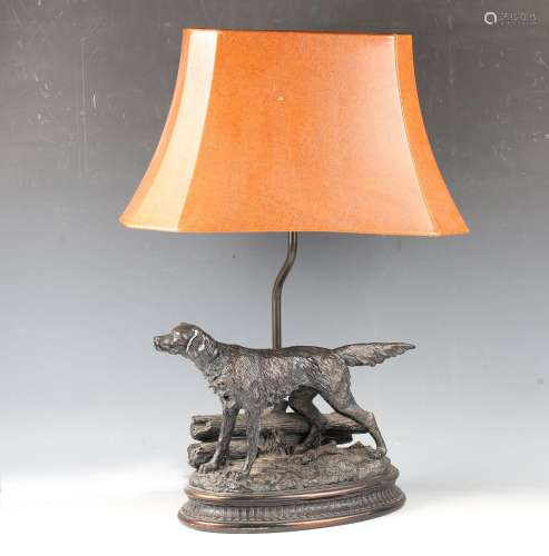 A 20th century cold cast bronze table lamp