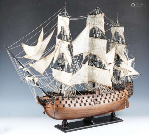 A late 20th century wooden kit-built model of HMS Victory