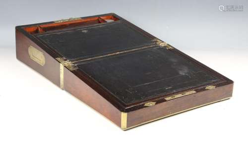 A Regency rosewood and brass bound writing slope