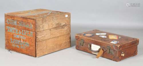 A Tate & Lyle Cube Sugar pine packing crate with adverti...