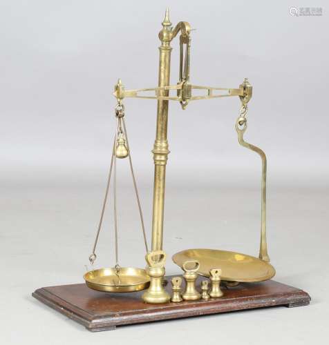 A set of late 19th century brass balance scales by W. & ...