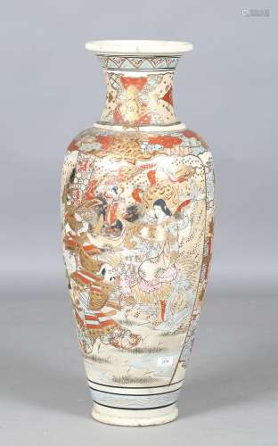 A large Japanese Satsuma earthenware floor vase