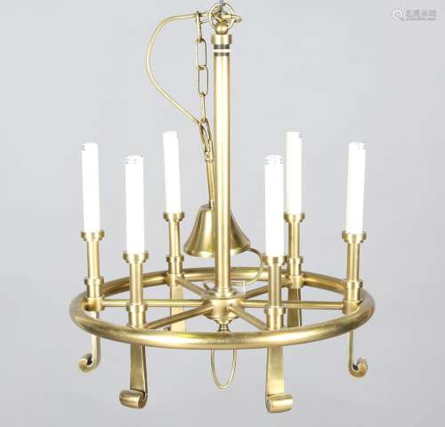 A pair of modern Nicholas Haslam gilt brass six-light chande...