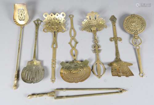 A group of six 19th century Dutch brass roasters