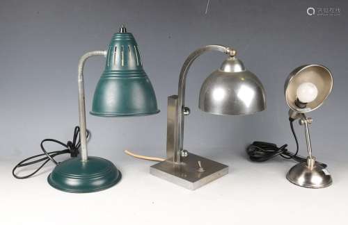 A late 20th century brushed metal table lamp of postmodern d...