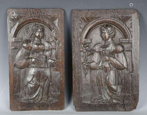 Two 17th century oak panels