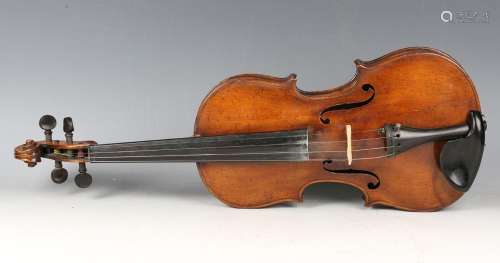 A violin with two-piece striped back