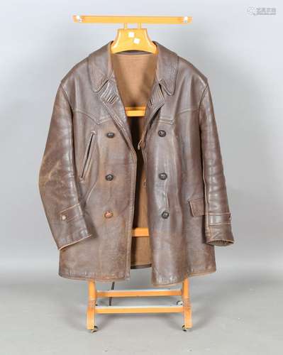 A brown leather gentleman's jacket