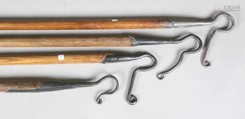 A group of four 19th and early 20th century shepherds' crook...