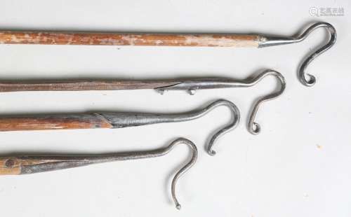A group of four 19th century shepherds' crooks