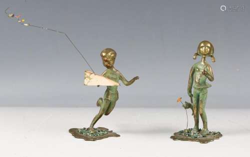 Malcolm Moran - two 20th century verdigris patinated cast br...