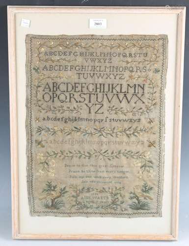 A William IV silk needlework sampler by Ann Watts