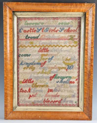 A 19th century woolwork sampler by Florence A. Keene